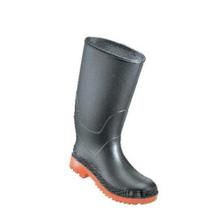 Canadian-made Waterproof Rubber Rain Boots, Black with Red Sole, Size 6, EUC